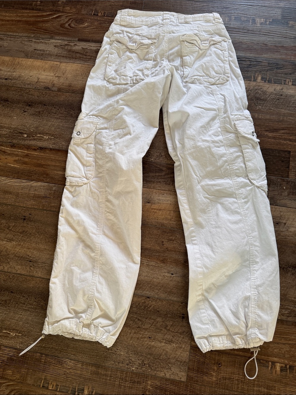 Garage White Cargo Pants with Drawstring Hems - Picture 2 of 7